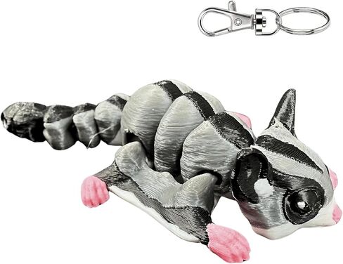 3D Printed Articulating Mini Sugar Glider Keychain – Realistic Sugar Glider Design – Fun, Flexible & Portable Gift for Sugar Glider Lovers - Metal Lobster Clasp Included in Saudi Arabia