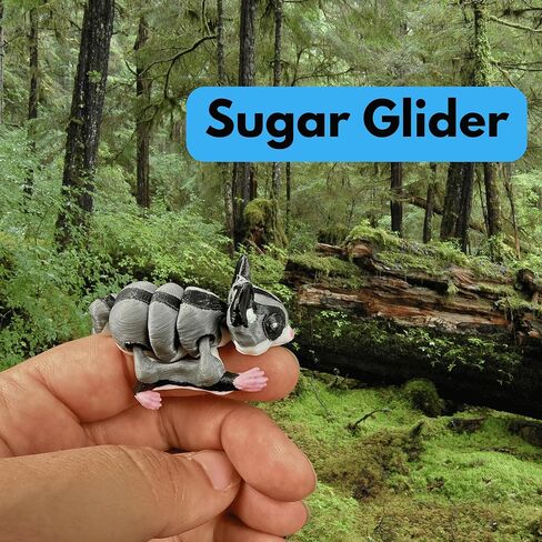 3D Printed Articulating Mini Sugar Glider Keychain – Realistic Sugar Glider Design – Fun, Flexible & Portable Gift for Sugar Glider Lovers - Metal Lobster Clasp Included in Saudi Arabia