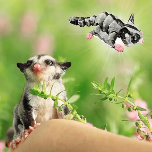 3D Printed Articulating Mini Sugar Glider Keychain – Realistic Sugar Glider Design – Fun, Flexible & Portable Gift for Sugar Glider Lovers - Metal Lobster Clasp Included in Saudi Arabia