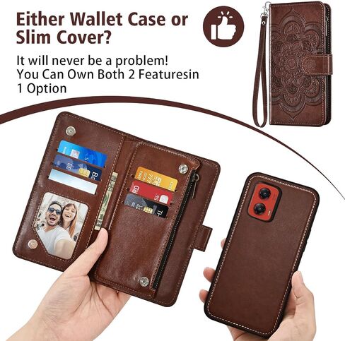 Asuwish Phone Case for Motorola Moto G Stylus 5G 2024 Zipper Wallet Magnetic Detachable Cell Cover with Tempered Glass Screen Protector Crossbody Strap Mandala Flower Card Holder G5 Women Girls Purple in Kuwait