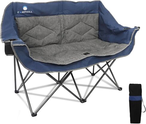 3 Person Camping Chairs,Supports 900Lbs,Oversized Loveseat Camp Chair w/Cup Holder,Wine Glasses Holder,Heavy Duty Extra Large Outdoor Folding Sofa Perfect for Family Picnic,Parties,Garden in Saudi Arabia