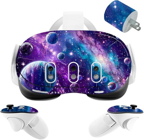 VR Headset Galaxy Helmet Skin and Accessories Stickers Kit Compatible with Quest 3 Skin Vinyl Protective Cover Decal Compatible with Oculus Quest 3 (Green Galaxy) in Saudi Arabia
