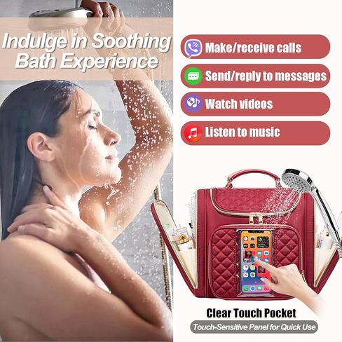 Travel Toiletry Bag for Women, Hanging Toiletry Bag, Bathroom Bag Portable Shower Caddy for College Dorm Travel Shower Bag for Women Water-Resistant Cosmetic Makeup Bag (Black) in Saudi Arabia