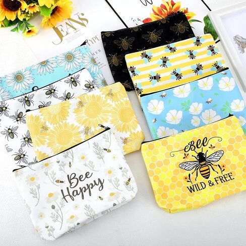16 Pcs Funny Bee Cosmetic Bags Stuff Bulk Honey Queen Bee Inspirational Gift Makeup Bags Zipper Pouch for Women Beekeeper in Saudi Arabia