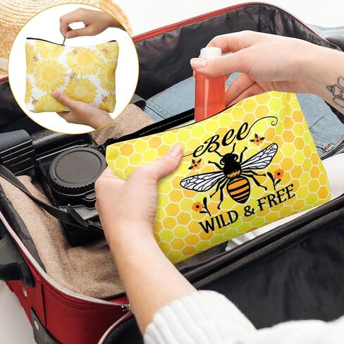 16 Pcs Funny Bee Cosmetic Bags Stuff Bulk Honey Queen Bee Inspirational Gift Makeup Bags Zipper Pouch for Women Beekeeper in Saudi Arabia