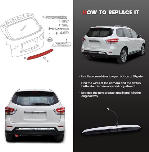 Upgrade Chrome Tailgate Handle Garnish Finisher Molding丨fits 2013-2020 Nissan Pathfinder Liftgate Handle丨Liftgate Trunk Opener丨Liftgate Trim丨With Manually Switch-90810-9PG2D in Kuwait