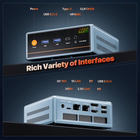 HA-2 Mini PC, AMD Ryzen 7 5800U (8C/16T, up to 4.4Ghz), 16GB RAM 1TB M.2 2280 SSD, Win 11 Pro Mini Desktop Computer 4K@60Hz HD 2.0/DP/Type-C/WiFi 6/BT5.2/USB3.2 in Saudi Arabia