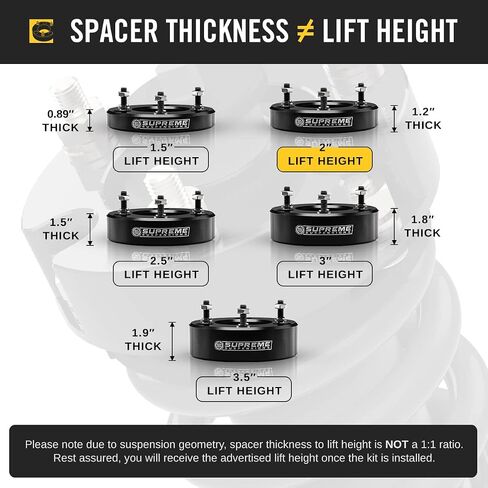 Supreme Suspensions - 2" Front Leveling Kit for 2004-2023 Nissan Titan, 2004-2015 Nissan Armada 2WD 4WD T6 Billet Aluminum Strut Spacers (Black) in Saudi Arabia