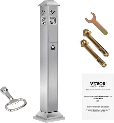 VEVOR Cigarette Butt Receptacle, Commercial Cylinder Cigarette Butt Container, Freestanding and Weatherproof Outdoor Cigarette Butt Disposal for Garden, Office, Restaurant, Hotel, Bar, Patio, Black in Saudi Arabia