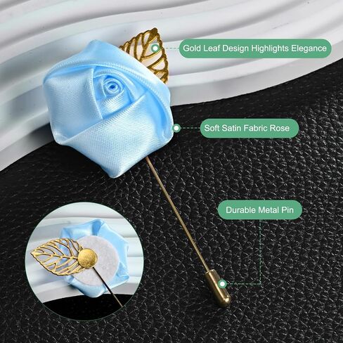 1 حزمة زهرة طية طية صاخب للرجال ، الورقة الذهبية الوردة روز boutonnieres دبوس العريس boutonnieres لحفل الزفاف/الرقص/الحفلات ، دبابيس طية طية للبصفقة للدعاوى الساتان زهرة الزهرة [الياقوت الأزرق] in Saudi Arabia