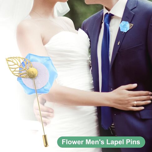 1 حزمة زهرة طية طية صاخب للرجال ، الورقة الذهبية الوردة روز boutonnieres دبوس العريس boutonnieres لحفل الزفاف/الرقص/الحفلات ، دبابيس طية طية للبصفقة للدعاوى الساتان زهرة الزهرة [الياقوت الأزرق] in Saudi Arabia