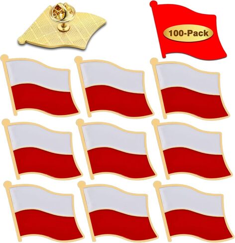 2/12/50/100PCS Poland Flag Flag Fabel Pins Bulk Monangel التذكارية- شارة بروش البولندية المعدنية للرجال قبعات ملابس النساء in Kuwait