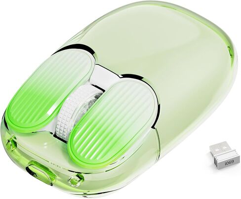 A.Jazz I069 2.4 جيجا هرتز ماوس الألعاب اللاسلكية ، الفئران الشفافة المحمولة بالكامل ، الماوس الصامت RGB الإضاءة الخلفية ، 3 DPI قابلة للتعديل ، فئران تصميم لطيف للكمبيوتر المحمول/MAC (أبيض) in Kuwait