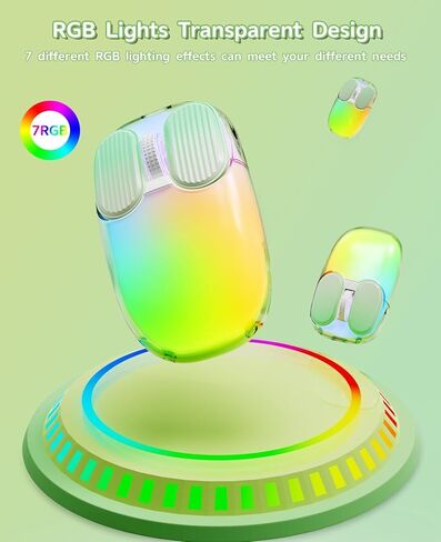 A.Jazz I069 2.4 جيجا هرتز ماوس الألعاب اللاسلكية ، الفئران الشفافة المحمولة بالكامل ، الماوس الصامت RGB الإضاءة الخلفية ، 3 DPI قابلة للتعديل ، فئران تصميم لطيف للكمبيوتر المحمول/MAC (أبيض) in Kuwait