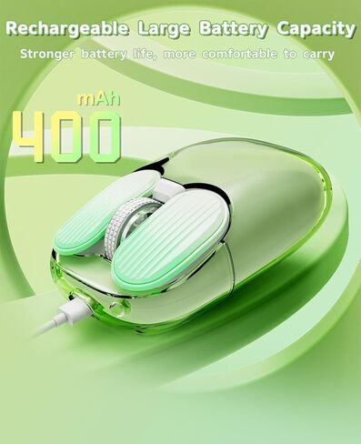 A.Jazz I069 2.4 جيجا هرتز ماوس الألعاب اللاسلكية ، الفئران الشفافة المحمولة بالكامل ، الماوس الصامت RGB الإضاءة الخلفية ، 3 DPI قابلة للتعديل ، فئران تصميم لطيف للكمبيوتر المحمول/MAC (أبيض) in Kuwait