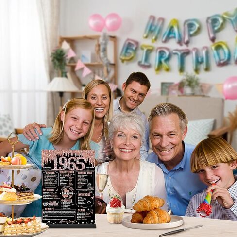 Zirtorei 60th Birthday Decorations Back in 1965 Table Sign for Women, Rose Gold Two-Sides 60 & Fabulous Wooden Poster with Stand Party Supplies, Sixty Years Old Bday Display Holder Table Decor in Kuwait