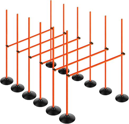 Orange Adjustable Height Agility Hurdle Set Multi-Function Soccer Trainning Pole Set Coaching Sticks with Rubber Base in Saudi Arabia