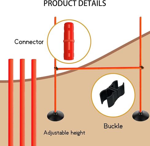 Orange Adjustable Height Agility Hurdle Set Multi-Function Soccer Trainning Pole Set Coaching Sticks with Rubber Base in Saudi Arabia