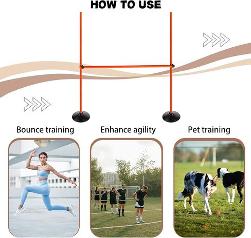 Orange Adjustable Height Agility Hurdle Set Multi-Function Soccer Trainning Pole Set Coaching Sticks with Rubber Base in Saudi Arabia