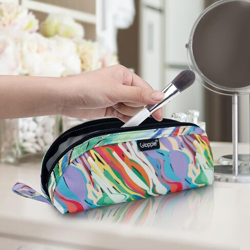 Gloppie Travel Makeup Brush Holder-حقيبة مستحضرات تجميلية مضغوطة ، حقيبة مستحضرات مستحضرات محمولة فسيحة لتنظيم فرشك أثناء التنقل ، الألوان المائية in Kuwait