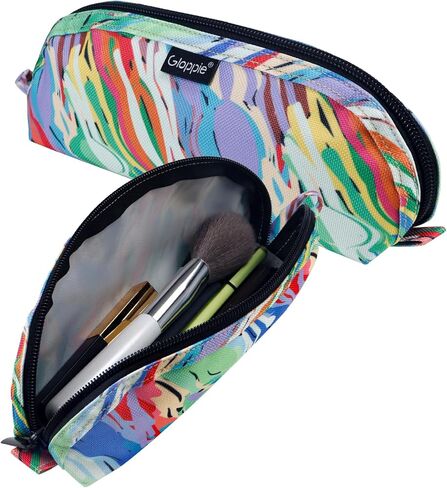 Gloppie Travel Makeup Brush Holder-حقيبة مستحضرات تجميلية مضغوطة ، حقيبة مستحضرات مستحضرات محمولة فسيحة لتنظيم فرشك أثناء التنقل ، الألوان المائية in Kuwait