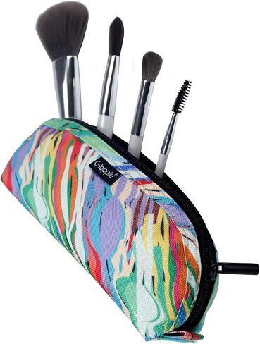 Gloppie Travel Makeup Brush Holder-حقيبة مستحضرات تجميلية مضغوطة ، حقيبة مستحضرات مستحضرات محمولة فسيحة لتنظيم فرشك أثناء التنقل ، الألوان المائية in Kuwait