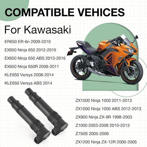 2Pcs Ignition Coil for Kawasaki Ninja ER-6N Versys 650/R 1000 ZX-9R ZX-12R Z1000 Z750S 1998-2016 in Saudi Arabia