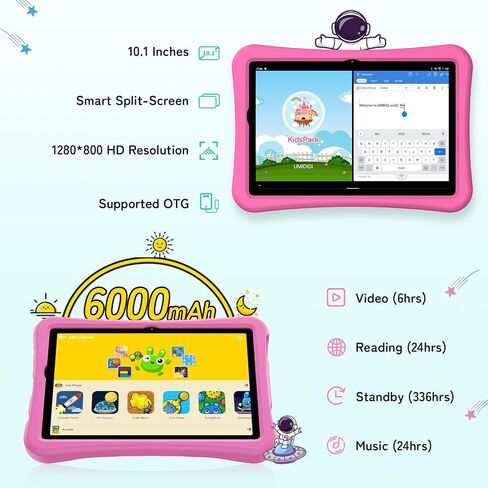 UMIDIGI Kids Tablet Android 13 Tablet,10.1 inch Tablet for Kids, G2 Tab Kids, 8(4+4) GB RAM 64GB ROM Up to 1TB, Children's Tablet with Parental Control, Bluetooth 5.0, WiFi 6 (Blue) in Saudi Arabia