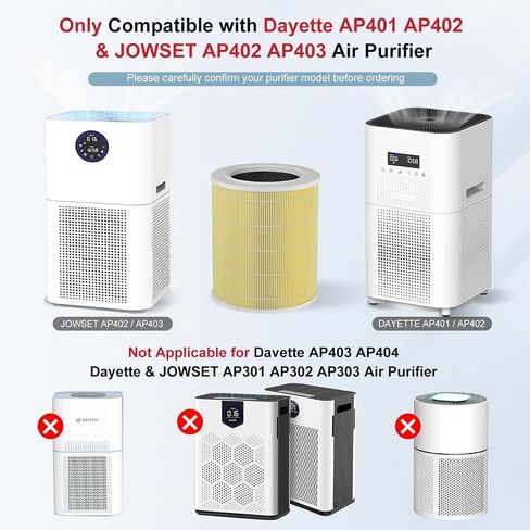 2 Pack AP401 AP402 Filter Replacement, Compatible with Dayette AP401 AP402 and JOWSET AP402 AP403 Air Purifier for Large Room up to 3000Ft², H13 True HEPA Filter, 4-Stage Filtration System in Saudi Arabia