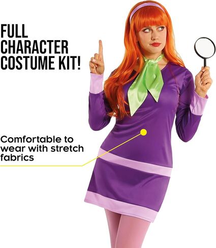 Morph Purple Women's Mystery Solving Detective Costume With Wig 70s Cartoon Character Costumes For Women Detective With Wig in Saudi Arabia