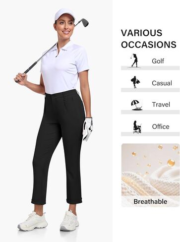 MoFiz Women's Golf Pants Stretch Work Ankle Pant Elastic Waist Business Dress Pant with Zipper Pockets for Casual Travel Wear in Saudi Arabia