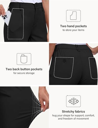 MoFiz Women's Golf Pants Stretch Work Ankle Pant Elastic Waist Business Dress Pant with Zipper Pockets for Casual Travel Wear in Saudi Arabia
