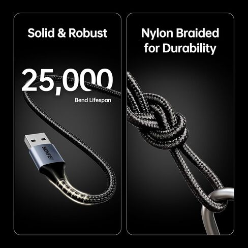Benfei USB B to USB C Cable 6.6ft ، نايلون مضفر ، علبة الألومنيوم الممتازة المتوافقة مع MacBook Pro ، HP ، Epson ، Canon ، Brother ، Lexmark ، Xerox Printers و Scanner in Kuwait