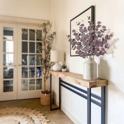 33.8" Tall Faux Eucalyptus Stems Real Touch Artificial Greenery Stem, Faux Eucalyptus Stems Silver Dollar Leaves, Fake Greenery Stem for Bridal Wedding Bouquet Vase Table Centerpiece, Purple, 6Pcs in Kuwait