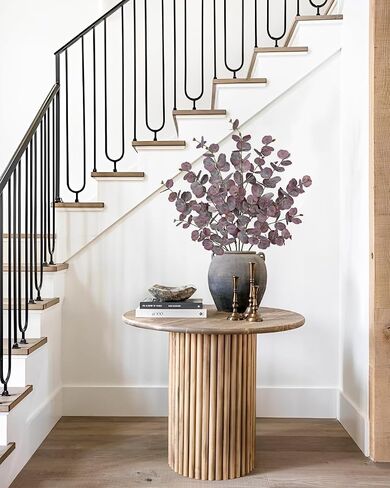 33.8" Tall Faux Eucalyptus Stems Real Touch Artificial Greenery Stem, Faux Eucalyptus Stems Silver Dollar Leaves, Fake Greenery Stem for Bridal Wedding Bouquet Vase Table Centerpiece, Purple, 6Pcs in Kuwait