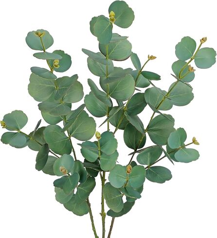 33.8" Tall Faux Eucalyptus Stems Real Touch Artificial Greenery Stem, Faux Eucalyptus Stems Silver Dollar Leaves, Fake Greenery Stem for Bridal Wedding Bouquet Vase Table Centerpiece, Purple, 6Pcs in Kuwait