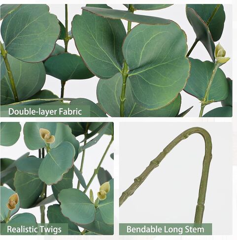 33.8" Tall Faux Eucalyptus Stems Real Touch Artificial Greenery Stem, Faux Eucalyptus Stems Silver Dollar Leaves, Fake Greenery Stem for Bridal Wedding Bouquet Vase Table Centerpiece, Purple, 6Pcs in Kuwait