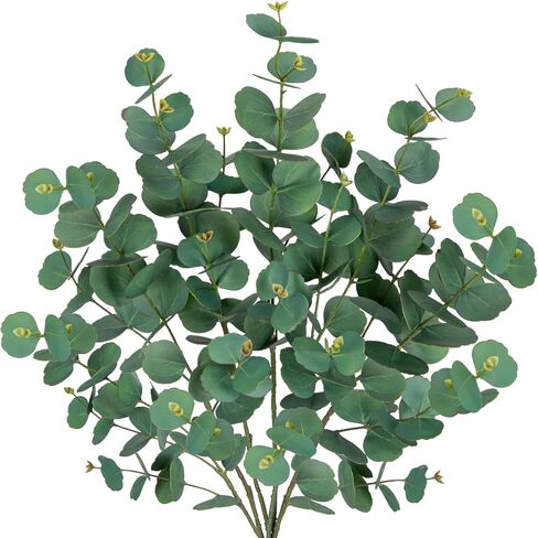 33.8" Tall Faux Eucalyptus Stems Real Touch Artificial Greenery Stem, Faux Eucalyptus Stems Silver Dollar Leaves, Fake Greenery Stem for Bridal Wedding Bouquet Vase Table Centerpiece, Purple, 6Pcs in Kuwait