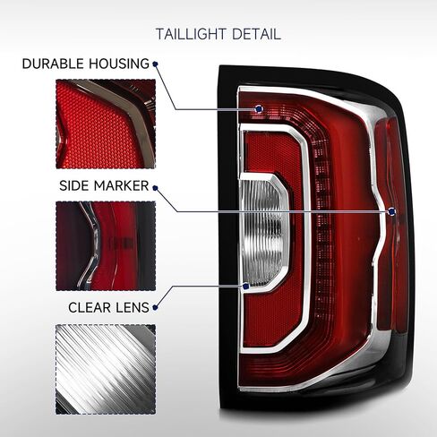 Tail Lights Assembly Compatible with 2016 2017 2018 GMC Sierra 1500-Right Taillamp Taillights with Bulbs for 2018 Sierra 1500 Denali LED Type, Right Passenger Side, OEM: GM2801295 84365931 in Kuwait