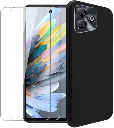 علبة السيليكون لـ ZTE Blade A75 4G ، علبة حماية ذات جسم كامل لللمس ، غطاء حماية مصدٍ مقاوم للصدمات مع بطانة الألياف الدقيقة (أسود) in Kuwait