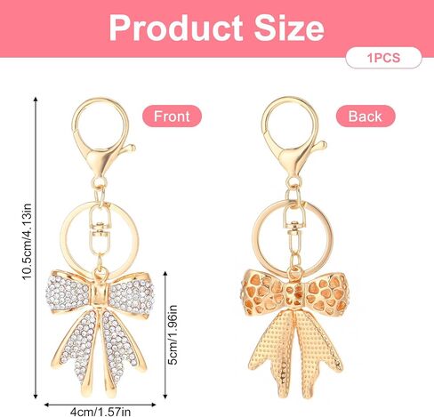 White Rhinestone Bow Keychain Gold Bow Keychain Bowknot Keychain Sparkly Gold Plated Bow Bag Charms Cute Keychain Aesthetic Key Chain Car Keychain Accessories for Key Purse Backpack Handbag in Saudi Arabia