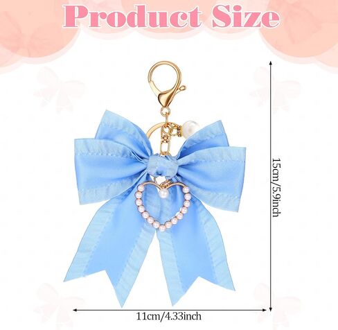 Bow keychain للمحفظة السحر bear bow bow keychain for حقائب اليد لؤلؤة المعصم الأساسي سحر سحر حقيبة يد زرقاء زرقاء لسلاسل المحافظ مفاتيح السيارة إكسسوارات in Saudi Arabia