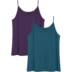 Latuza Women's Bamboo Viscose Cami Pajamas Top V Neck Camisole Tank Tops 2 Pack in Saudi Arabia
