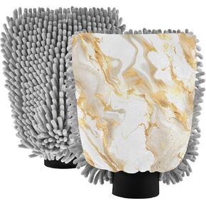 Absorbent Microfiber Car Wash Drying Mitts, 2 Pack, Scratch-Free & Lint-Free, Rich Foam, Highly Absorbent, Double Sided, Wash Mitt Perfect for Car Washing, L, Marble (17) in Saudi Arabia