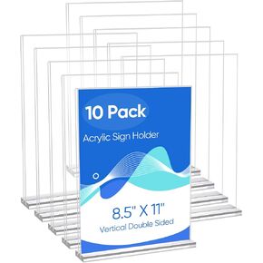 Acrylic Sign Holder 8.5 x 11, 3 Pack Clear Double Side T Shape Acrylic Table Sign Stands for Displaying, Flyer Holder Paper Card Holder for Office Business Store Restaurants in Saudi Arabia