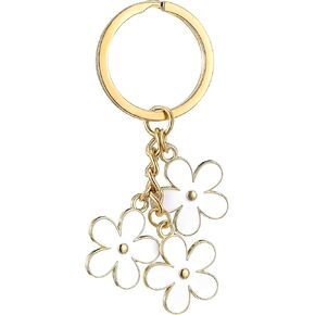 Flower Keychain, Cute Keychains Flowers Charms Enameled Keychain Sweet Aesthetic Keychains Charms Preppy Accessories Bag Purse Charm Gold Key Chain Charm Tassel Keyring for Women Girls Bag in Saudi Arabia