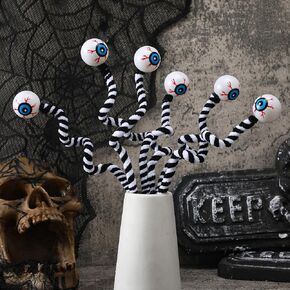 6 Pcs 15 Inch Halloween Eyeballs Sandworm Decoration Halloween Artificial Floral Picks Realistic Scary Branch Picks for Home Party Eyeball Trick or Treat Supplies(Black and White) in Saudi Arabia