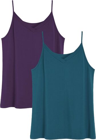 Latuza Women's Bamboo Viscose Cami Pajamas Top v Neck Camisole Tops 2 Pack in Saudi Arabia