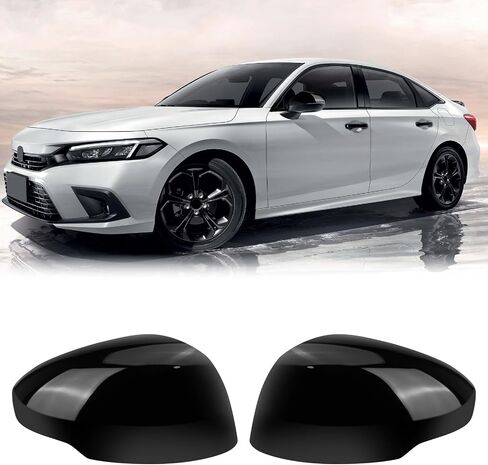1 زوج من المرآة الجانبية تغطي غطاء الإسكان المتوافق مع 2022-2025 11th Gen Honda Civic Touring سيدان ، هاتشباك الرياضية ، النوع R مع نموذج إشارة الدوران (أسود ، عادي) in Kuwait