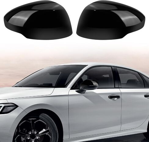 1 زوج من المرآة الجانبية تغطي غطاء الإسكان المتوافق مع 2022-2025 11th Gen Honda Civic Touring سيدان ، هاتشباك الرياضية ، النوع R مع نموذج إشارة الدوران (أسود ، عادي) in Kuwait
